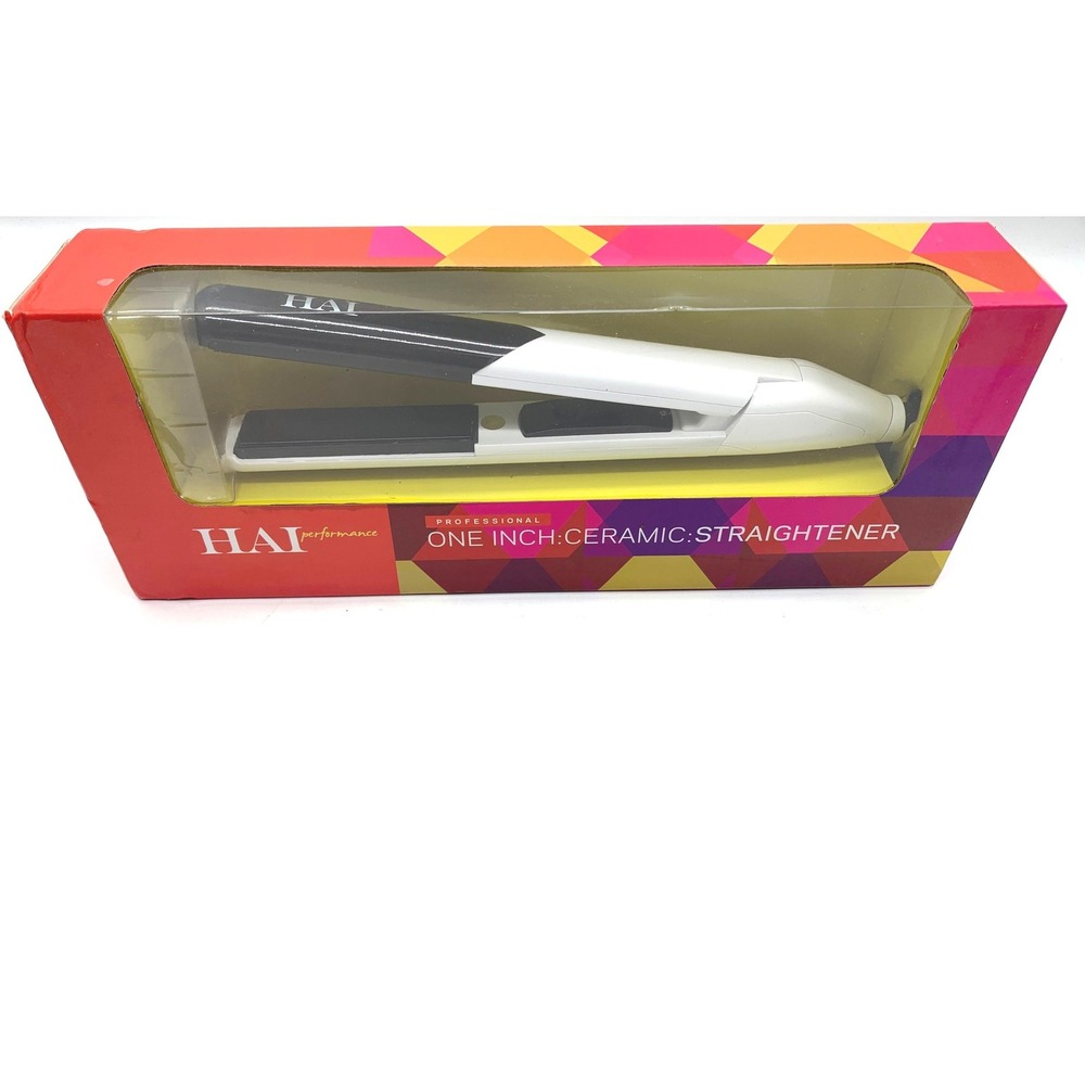 HAI Performance Hair Straightener 1 Inch White Ceramic Tourmaline Flat Iron NIB